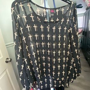 See through cross blouse
